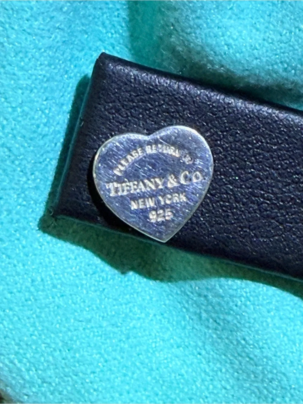 Tiffany & Co. Sterling Silver Heart Stud Earrings with Signature Blue Pouch
